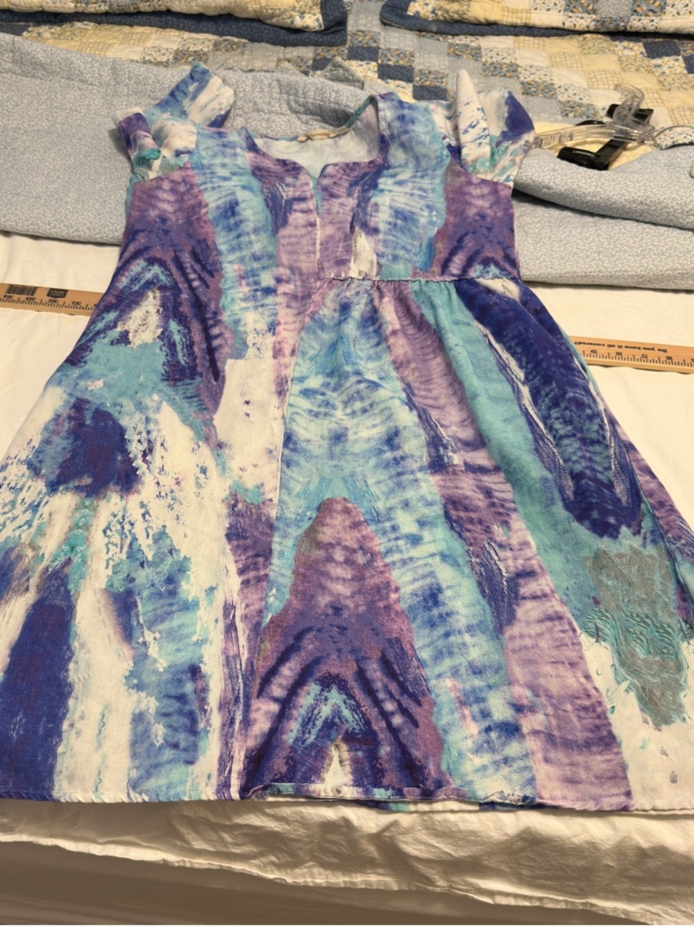 Vtg Anthony Richards Patio Dress 2XL Purple White abstract house dress mumu